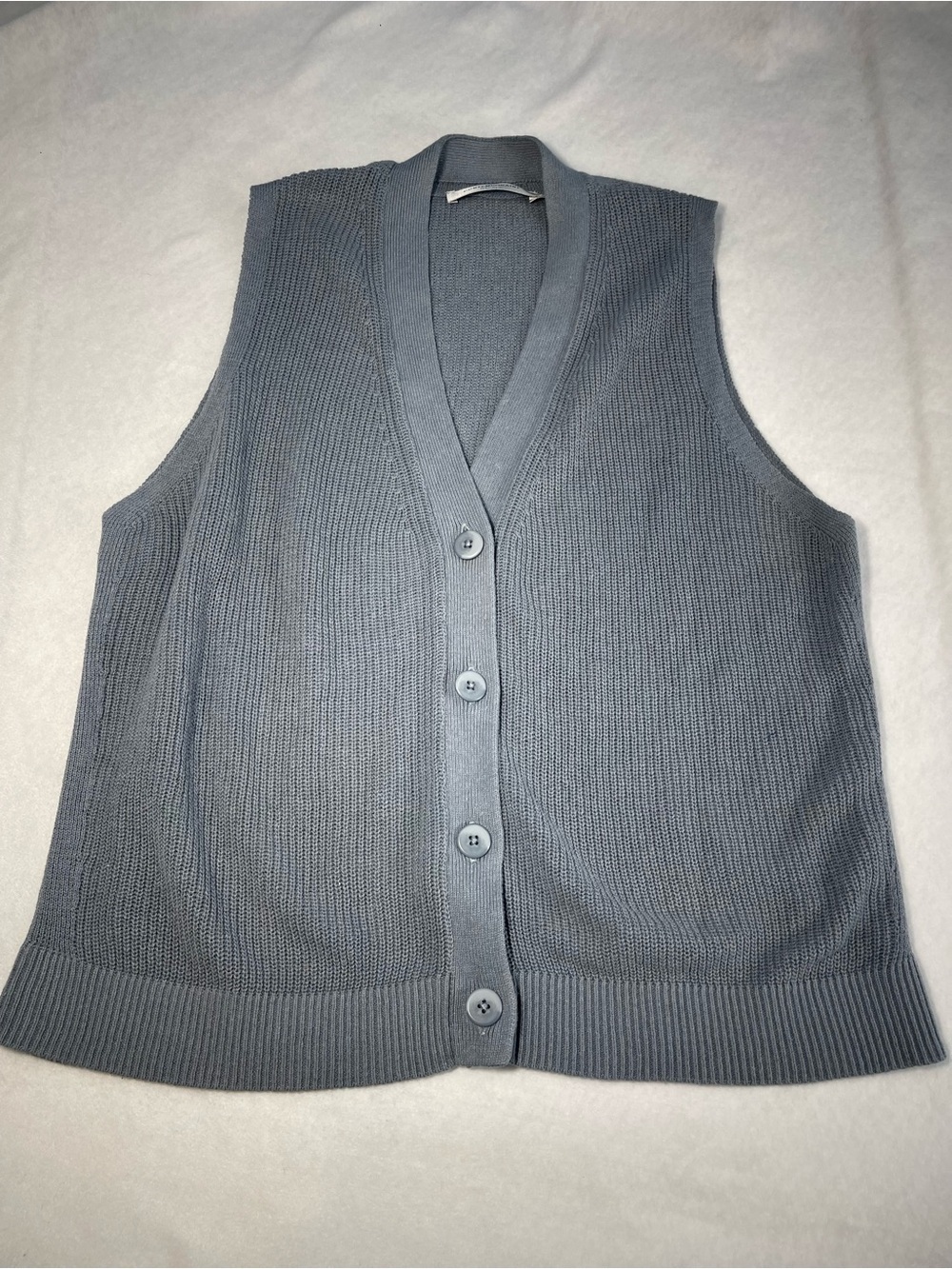 Contemporaine Par Simons Linen Blend Sweater Vest Gray Button Front Women’s L - Picture 3 of 9